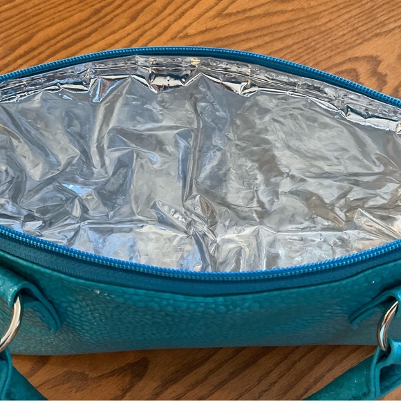 Primewear Blue Turquoise Serpentes Insulated Single Wine Bottle Tote - Picture 2 of 10